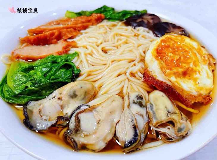 肉参牡蛎煎蛋青菜面成品图